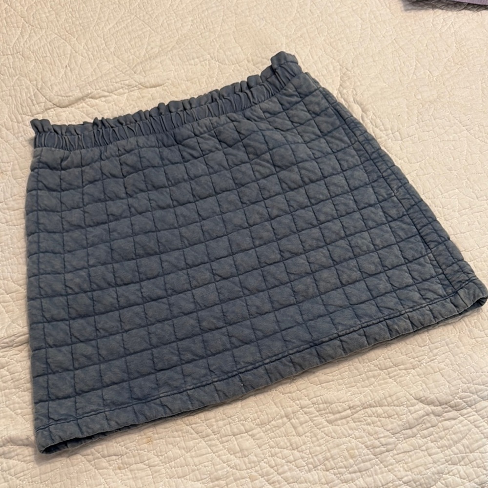 Quilted Blue Cotton Skirt